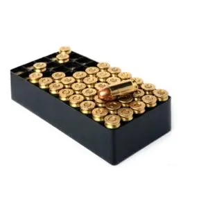 .380 ACP 100 grain FMJ ammunition, 50 rounds in a tray